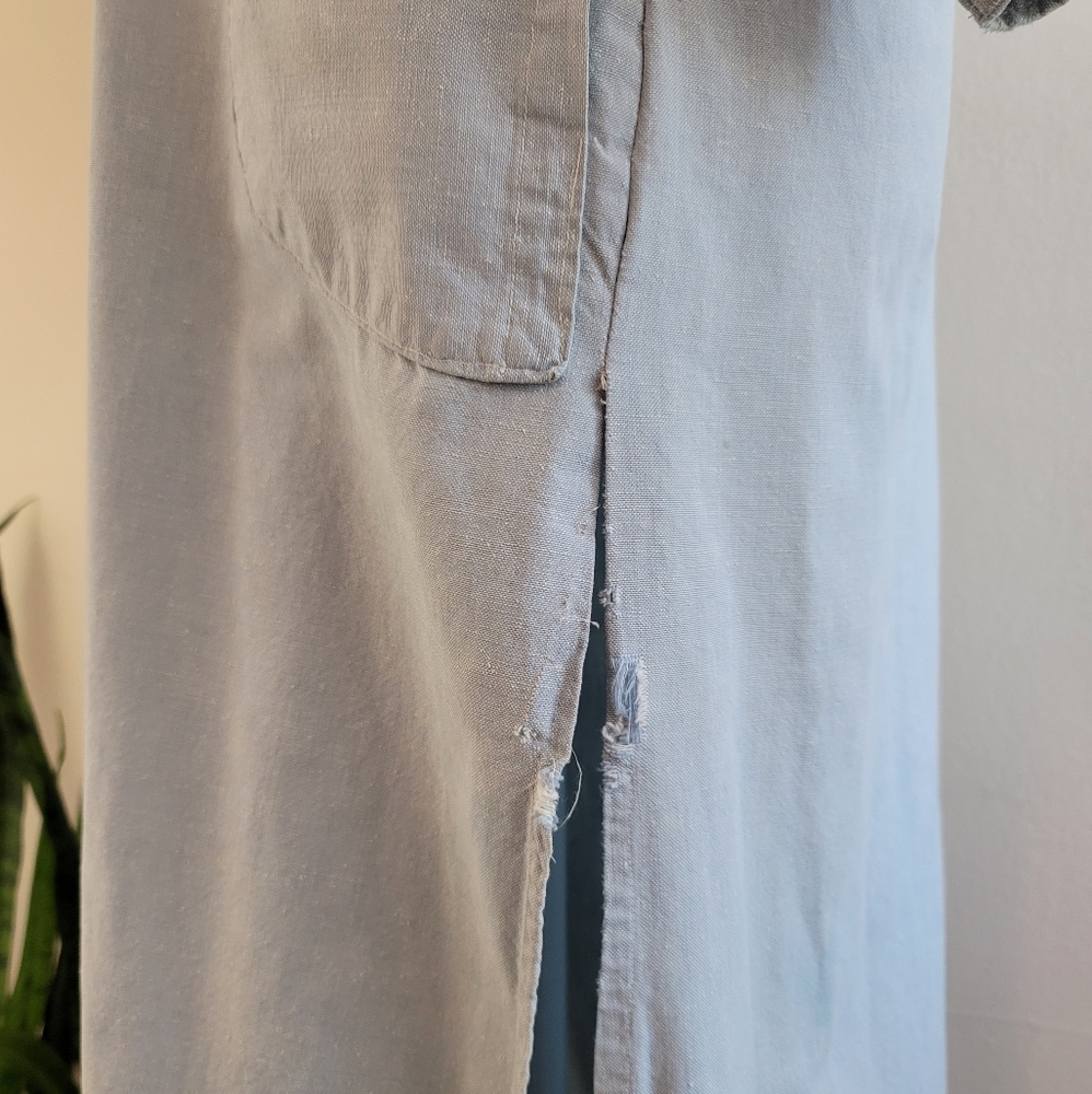 VTG 70s Embroidered Mushroom Denim Caftan Dress - Picture 11 of 16